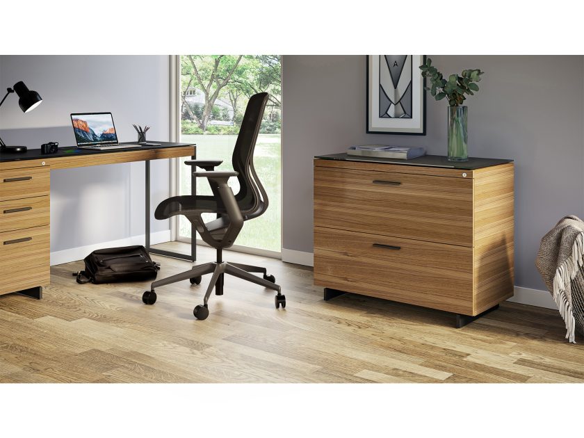 Sequel 6116 Lateral File Cabinet Natural Walnut Black