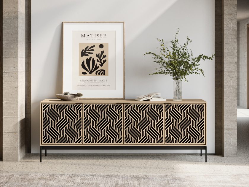 BDI Elements 8709 Console Base Weave Washed Oak