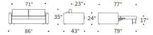 Neah King Sized Curved Arm Dimensions