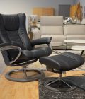 Stressless Wing Medium Signature Base Paloma Black Grey Stain