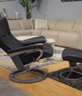Stressless Wing Medium Signature Base Paloma Black Grey Stain