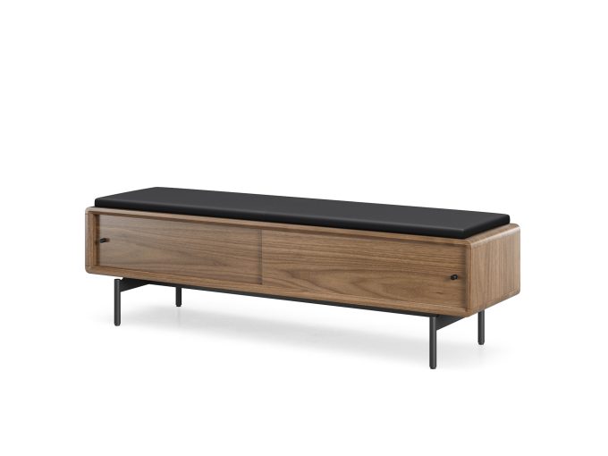 Linq 9102 Linq Bench Pepper Leather Natural Walnut