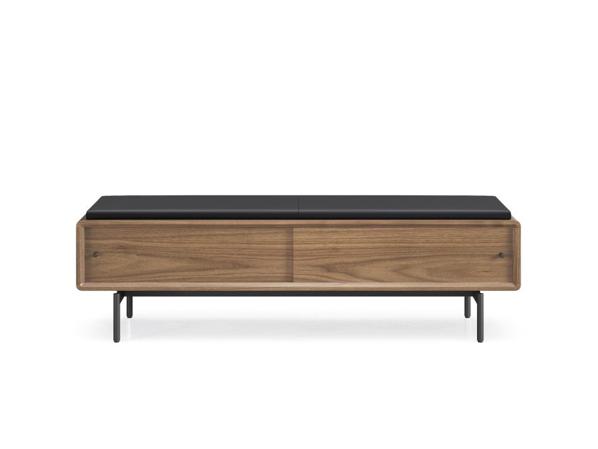 Linq 9102 Linq Bench Pepper Leather Natural Walnut
