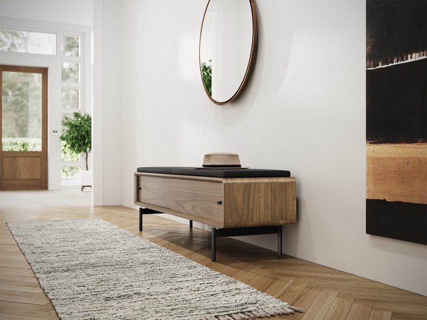 Linq 9102 Linq Bench Pepper Leather Natural Walnut
