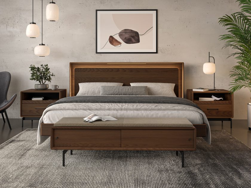 Linq 9101 Storage Bench Pecan Fabric Mocha