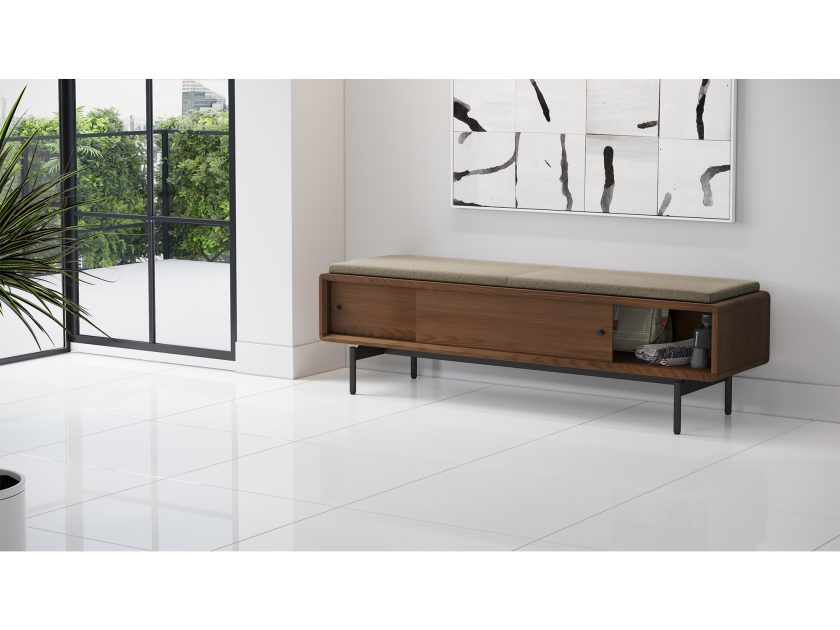 Linq 9101 Storage Bench Pecan Fabric Mocha