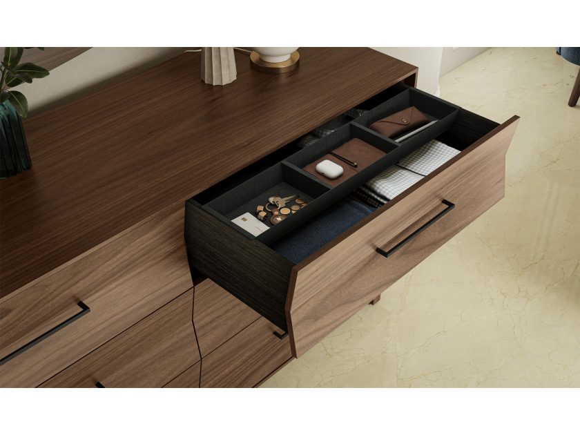 Kava 9686 6-Drawer Dresser Natural Walnut