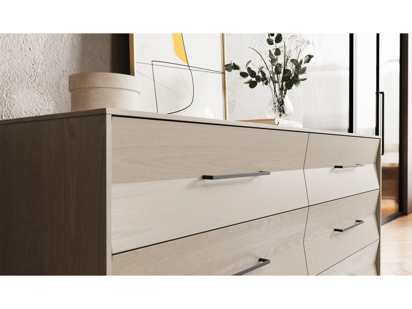 Kava 9686 6-Drawer Dresser Washed Oak