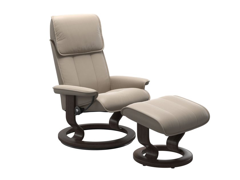 Admiral classic base recliner and ottoman in Paloma mushroom