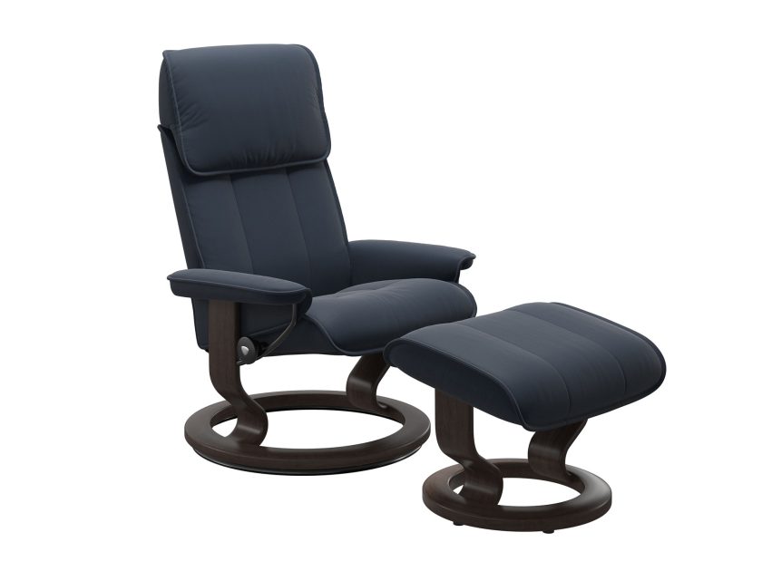 Admiral classic base recliner and ottoman in Paloma oxford blue