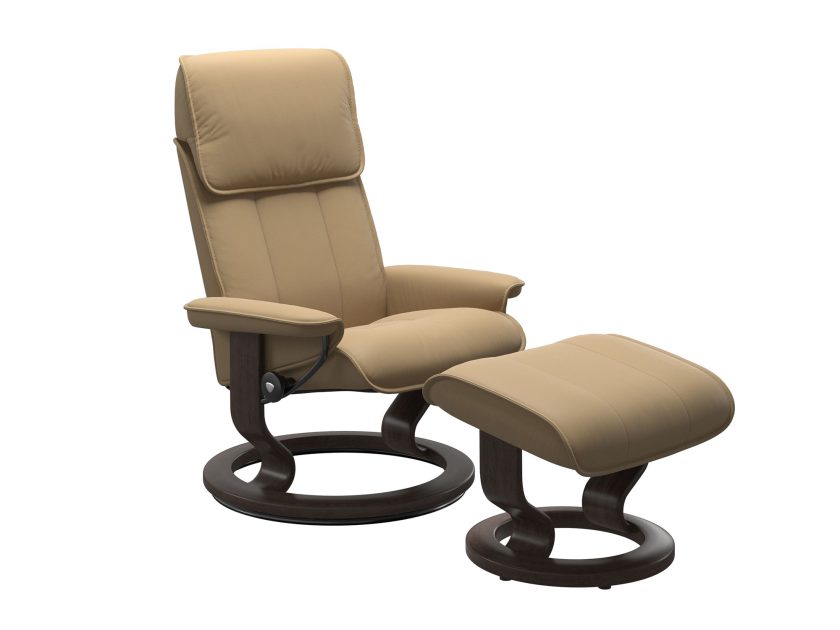 Admiral classic base recliner and ottoman in Paloma sand