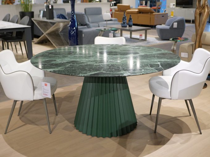Midj Plisse Dining Table Tinos Green Marble