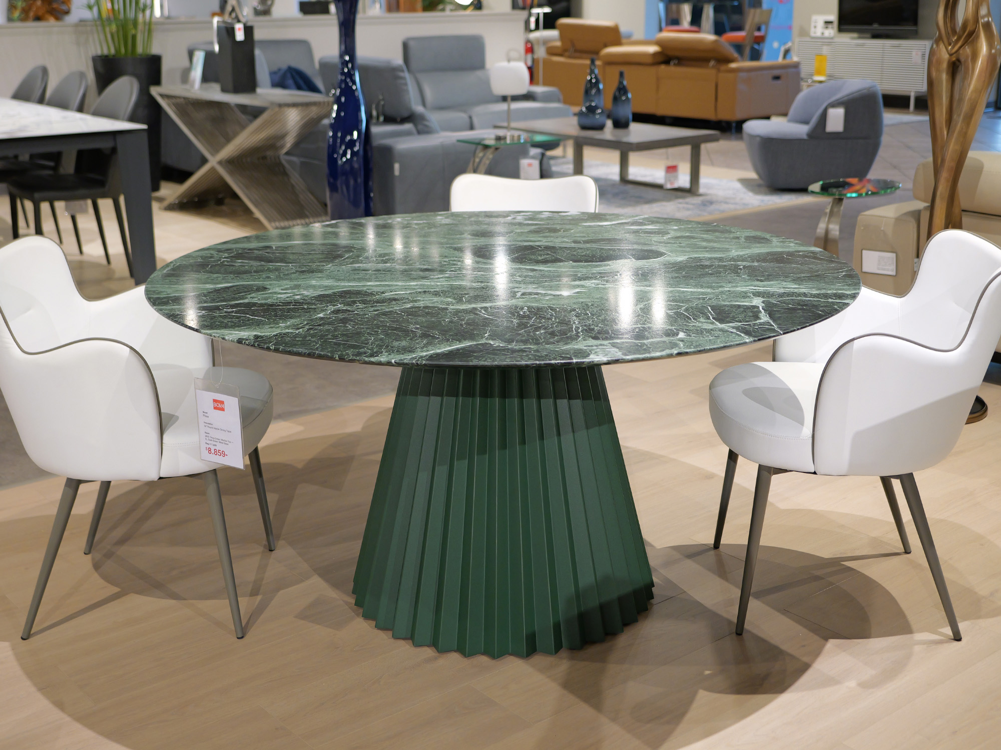 Midj Plisse Dining Table Tinos Green Marble