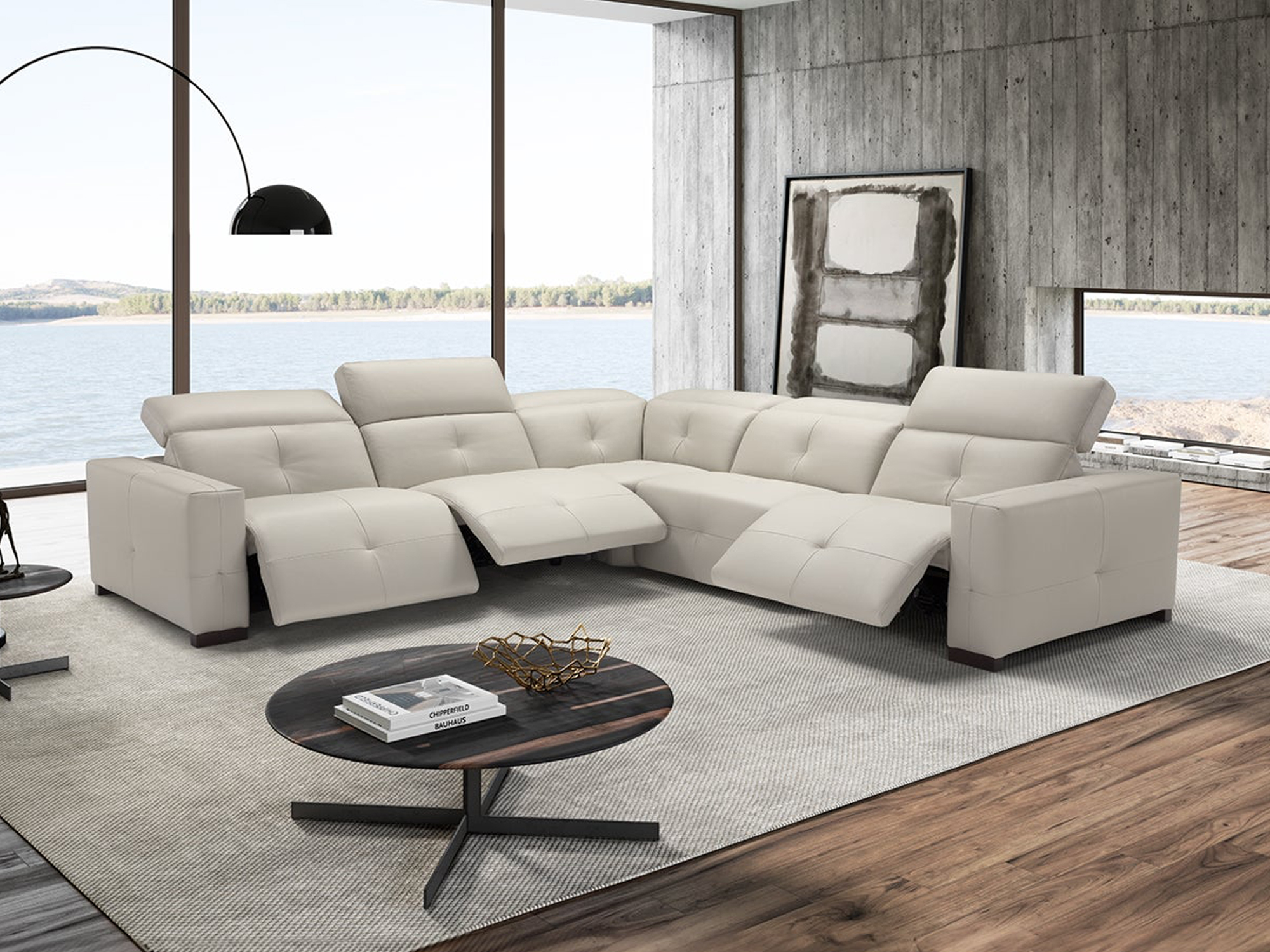 Aldo Sectional Light Grey C01 Leather